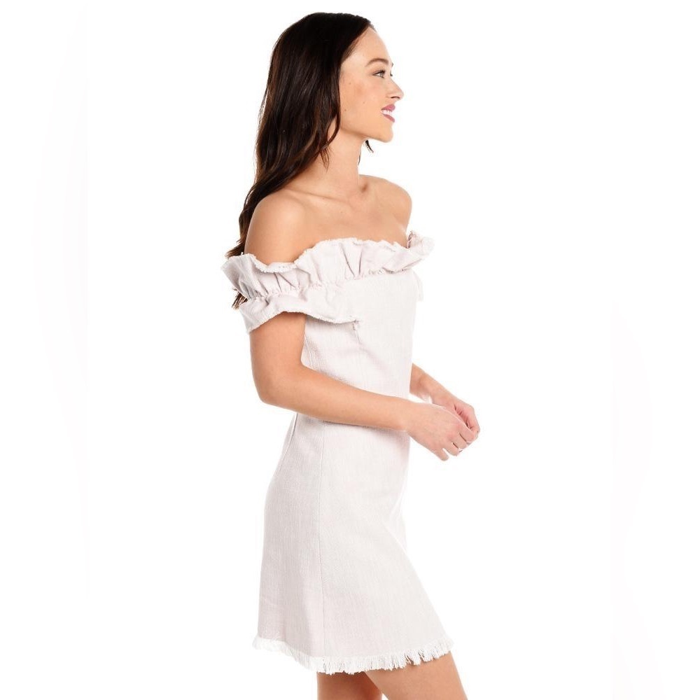 Rebecca Taylor Off-the-Shoulder White Ruffle Dress – Size 4 - Picture 5 of 15